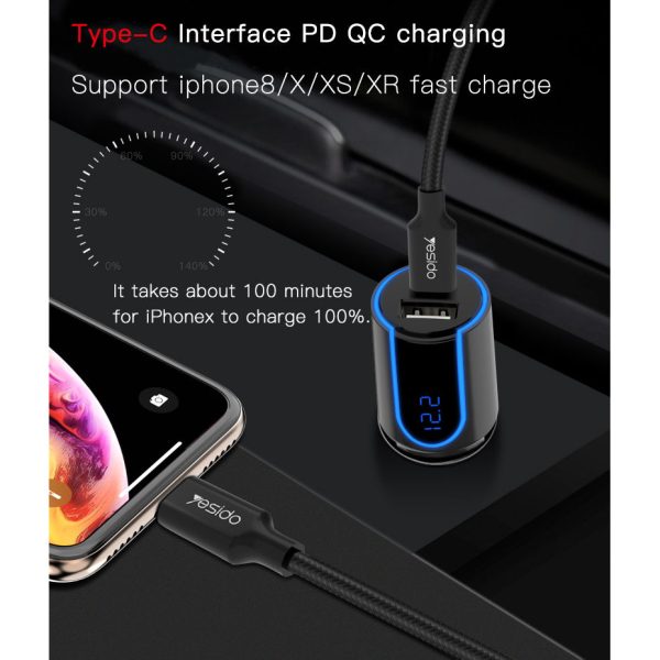 Yesido Screen Digital QC 3.0 + PD Car Charger Discount