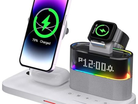 5 in 1 Multifunctional Wireless Charger Bedside Clock Lamp 15W Sale