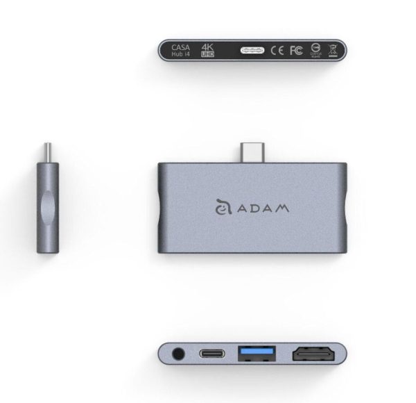 MULTIPUERTO ADAM ELEMENTS CASA I4 USB-C 4 EN 1 GREY For Discount