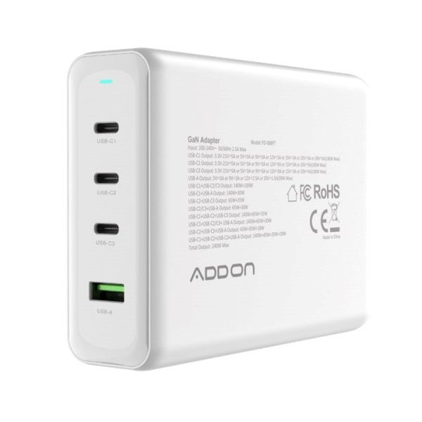 ADAPTADOR ADD ON DE PARED 240W GaN 4 PUERTOS on Sale